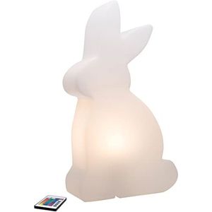 8 seasons design | LED decoratieve haas Shining Rabbit (50 cm groot, RGB kleurverandering, dimbaar, tuin, voortuin, terras, balkon, woonkamer, kinderkamer) wit