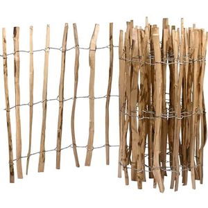 dobar® Groot stakethek, perkomranding voor buiten, decoratieve inkijkbescherming van geschild hazelnoothout, insteekhek, schutting, tuinhek, 50 x 200 cm, naturel