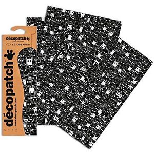 Decopatch Papier No. 772 (zwart wit katten, 395 x 298 mm) 3-pack