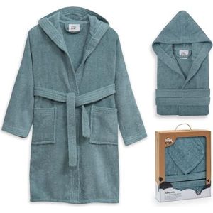 Interbaby Gladde badjas van extra zachte badstof met hoog absorptievermogen., Blauw, 14 Jaar