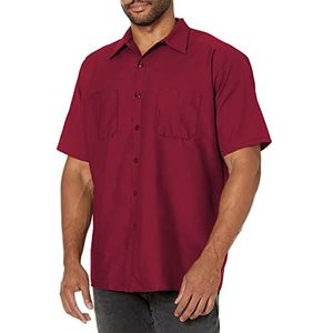 Red Kap Industrieel werkhemd voor heren, normale pasvorm, korte mouwen, Bourgondy, L