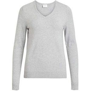 Vila Dames Viril L/S V-hals Knit Top Pullover, lichtgrijs gem., S