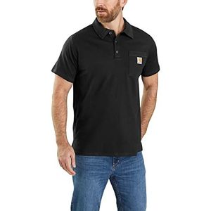 Carhartt Heren Force Katoen Delmont Pocket Polo Shirt, Zwart, XL