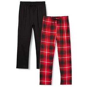 FM London 2-pack Soft Touch Pyjamabroek Heren, Rood/Zwart, L