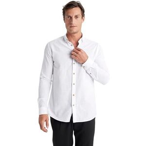 DeFacto Heren Vrijetijdshemden en klederdrachthemden - Klassiek Heren Shirt Wit XL, wit, XL