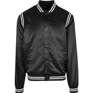 Urban Classics Satin College Herenjas, Zwart, XXL