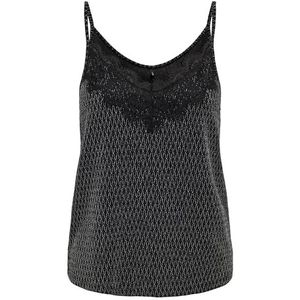 Onlnew Carol S/L Glitter Mix TOP Box JRS, zwart/detail: harlekijn zilver, L