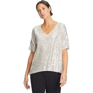 Vera Mont Damesblouseshirt met pailletten, crème/zilver, 38