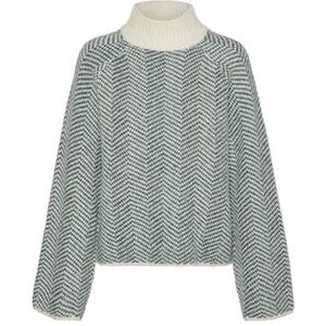 VMNAOMI LS Highneck Pullover GA, Birch/Detail:w. Balsem Green Melange, S