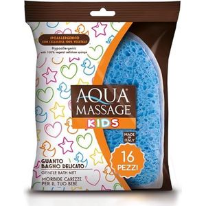 ARIX 16 stuks hypoallergene lichaamshandschoenen uit de lijn Aqua Massage Kids, badstof handschoenen voor zachte reiniging, van hydrofiele badstof en plantaardige cellulose, babybad - 16 stuks