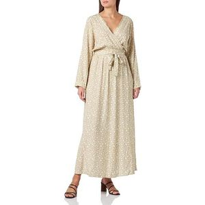 LEOMIA Dames maxi-jurk met allover-print 10125770-LE02, beige meerkleurig, L, Beige meerkleurig, L