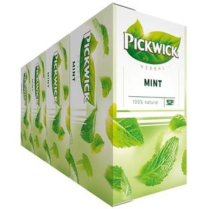 Pickwick Herbal Mint Kruidenthee met Munt (80 Theezakjes - 100% Natuurlijk) - Cafeïnevrij - 4 x 20 Zakjes