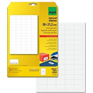 Sigel multifunctionele etiketten voor inkjet/laser/kopieerapparaat, 25 vellen, wit Format étiquette: 3,8 x 2,12 cm