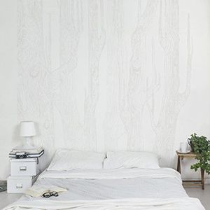 Apalis Vliesbehang nummer MW20 woonbos wit grijs fotobehang vierkant | vliesbehang wandbehang muurschildering foto 3D fotobehang voor slaapkamer woonkamer keuken | grootte: 336x336 cm, meerkleurig,