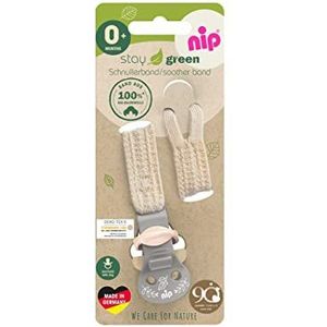 nip Stay Green Fopspeenkoord van 100% biologisch katoen, Made in Germany, voor fopspenen met ring, trapsgewijs verstelbaar, beschermt kleding, kleur: grijs