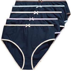 Ulla Popken, Dames, grote maten, 5 stuks, midi-brief, gekleurde piping, zwart, 54/56