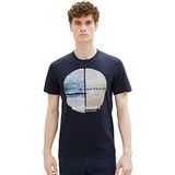 TOM TAILOR Heren T-shirt met foto-print, 10668 - Sky Captain Blue, 3XL