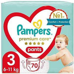 Pampers Pants Luierbroekje maat 3 (6-10 kg), premium zorg, 70 stuks, voor babyhuid, gemakkelijk aan te trekken luiers