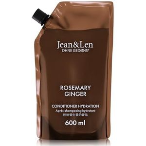 Jean & Len Rosemary & Ginger Conditioner, vocht in navulzak, voor droog haar, verzorgt intensief en verbetert de kambaarheid, navulverpakking, kruidige geur, zonder siliconen en parabenen, 600 ml