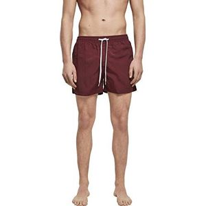 Build your Brand Zwemshort voor heren, nylon zwembroek met zakken aan de zijkant en op het zitvlak, verkrijgbaar in vele kleuren, maten XS-5XL, rood (cherry), M