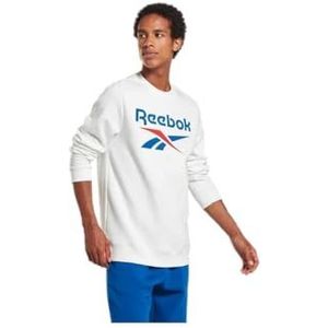 Reebok Mannen grote gestapelde Logo Crew Sweatshirt, wit, L, Kleur: wit, L
