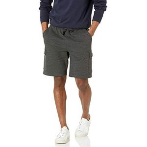 Amazon Essentials Fleece cargoshorts voor heren, Charcoal Heather, L