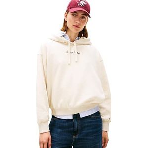 Tommy Hilfiger Dames CLASSIC SCRIPT FLEECE HOODIE WW0WW47459 Pullover Hoodie, Beige, XXXL, Beige (Heather Havermelk), 3XL grote maten tall