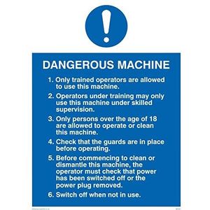 Viking Signs MP305-A3P-3M waarschuwingsbord voor gevaarlijke machineveiligheid, 3 mm hard kunststof, 400 mm H x 300 mm W