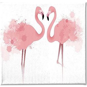 Homemania Afbeelding Flamingo-dieren voor woonkamer, slaapkamer, meerkleurig, 60 x 3 x 60 cm, HM20KNV60 x 60 – 287, polyester, hout