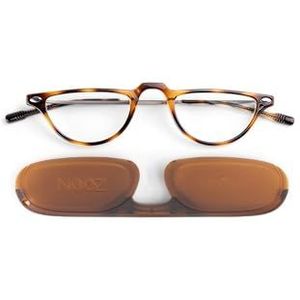 Nooz Moon Leesbril, halve maan, voor dames en heren, ultralicht frame, ultracompact etui, 5 dioptrie, 3 kleuren, schildpad, Eén maat