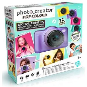 Canal Toys Digitale kindercamera met dubbele lens, mini-camera, compact, paars, met selfie-modus voor 8 jaar, 32 megapixels, lcd-display, 20 frames en 5 filters, 4 GB SD-kaart inbegrepen