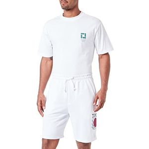 Koton Heren Basic Sport Shorts Far East Printed Trekkoord Pocket Gedetailleerd, wit (000), S