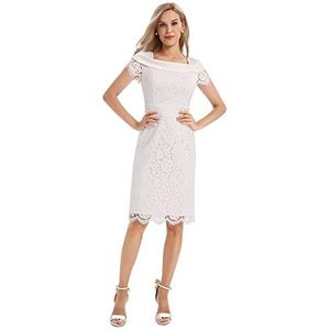 APART Fashion Kanten damesjurk, casual avondjurk, Crème, 34