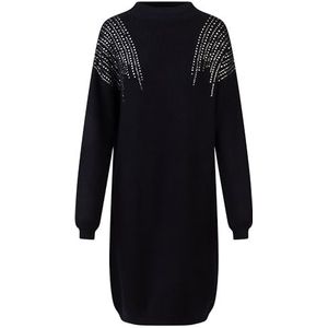 Apart oversized gebreide jurk in halfpatent gebreid, van een zachte viscosemix met kasjmier, nachtblauw, 36-38