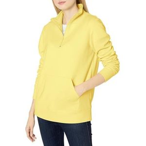 Amazon Essentials Dames lange mouwen lichtgewicht Franse Terry Fleece Quarter-Zip Top, lichtgeel, XS