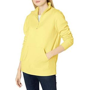 Amazon Essentials Dames lange mouwen lichtgewicht Franse Terry Fleece Quarter-Zip Top, lichtgeel, XS