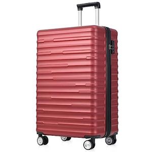 Merax Koffer bagageset hardshell-koffer, ABS-materiaal, lichte reiskoffer, handbagage, uitbreidbaar, TSA-duimslot, telescopische handgreep, 4 wielen, M-37 x 24,5 x 56,5 cm, stijlvol, rood, rood,