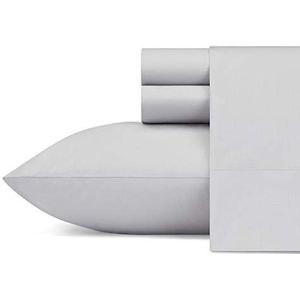 Nautica Katoenen percal beddengoedset, knapperig en cool, solide huisdecoratie, zeilgrijs, volledig