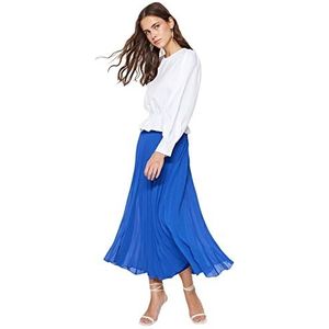 Trendyol Rechte maxi-jurk voor dames, ruime plooirok, hijab-rok, Donkerblauw, 38