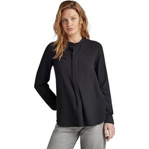 G-STAR RAW Half Placket Top Lange Mouw, Zwart (Dk Black D24441-d523-6484), M