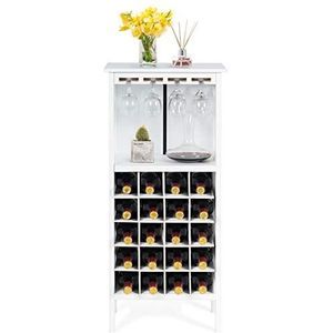 COSTWAY Wijnkast, flessenrek voor 20 flessen, wijnrek, wijnstandaard, glazenrek voor keuken, bar (wit)