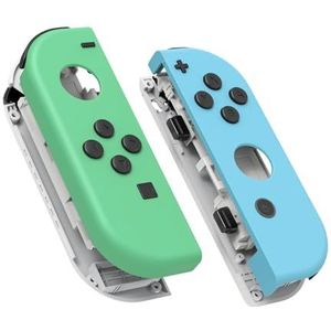 eXtremeRate Soft Touch Grip Mintgroen & Hemels Blauw Joycon Handheld Controller Behuizing met Volledige Set Knoppen, DIY Vervangende Shell Case voor Switch & Switch OLED Model Joy-Con - Console Shell NIET Inbegrepen