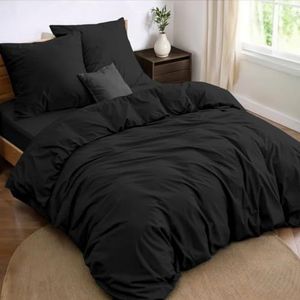 Home Dream Dekbedovertrek Satin Stripe - Eenpersoons - 155x220 80x80 cm - Dark Earth