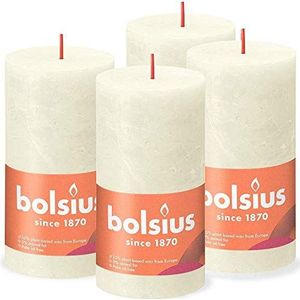 Bolsius Rustieke stompkaars, ivoor, 4 stuks, lange brandtijd van 60 uur, huishoudkaars, interieurdecoratie, ongeparfumeerd, natuurlijke veganistische was, geen palmolie, 130 x 70 mm