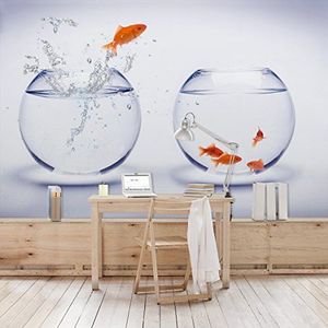 Apalis Vliesbehang Flying Goldfish Fotobehang Breed | Fleece Behang Muurbehang Foto 3D Fotobehang voor Slaapkamer Woonkamer Keuken | Meerkleurig, 94918