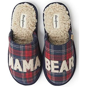 Dearfoams Dames Mama Bear Slipper, Navy Plaid, Small UK