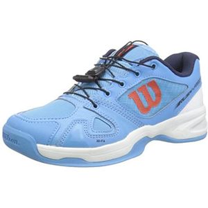 WILSON Rush Pro JR QL tennisschoenen voor jongeren/kinderen, blauw/wit/oranje, maat 33 2/3