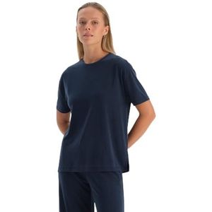 Dagi Navy Knitted Regular Supreme T-shirt met korte mouwen, ronde hals, marineblauw, L, Donkerblauw, L