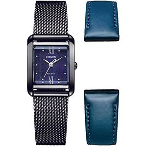 Citizen Analoog Eco-Drive horloge voor dames, met roestvrijstalen armband, blauw, Eén maat, Modern