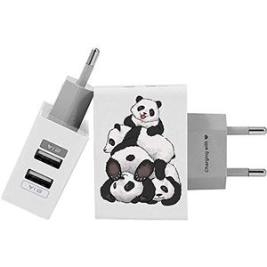 Gocase Pandas Wall Charger | Dual USB-oplader | Compatibel met iPhone 11 Pro Max XS Max X XR Samsung S10 + Huawei P30 P20 LG Sony | Voeding wit 1 A / 2.1 A